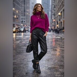 Marled By Reunited Clothing Magenta Color Boxy Sweater